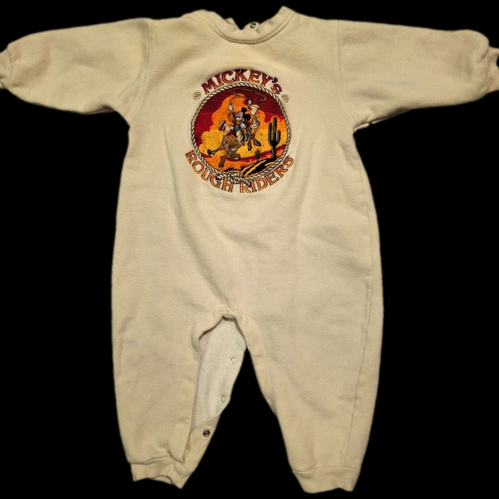 Mickey, Inc. Rough Riders 24 Month Cream Onesie